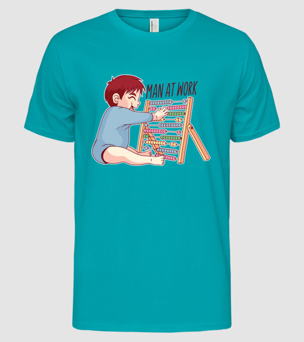 Bărbat la lucru tricou amuzant model turcoaz pe tricou