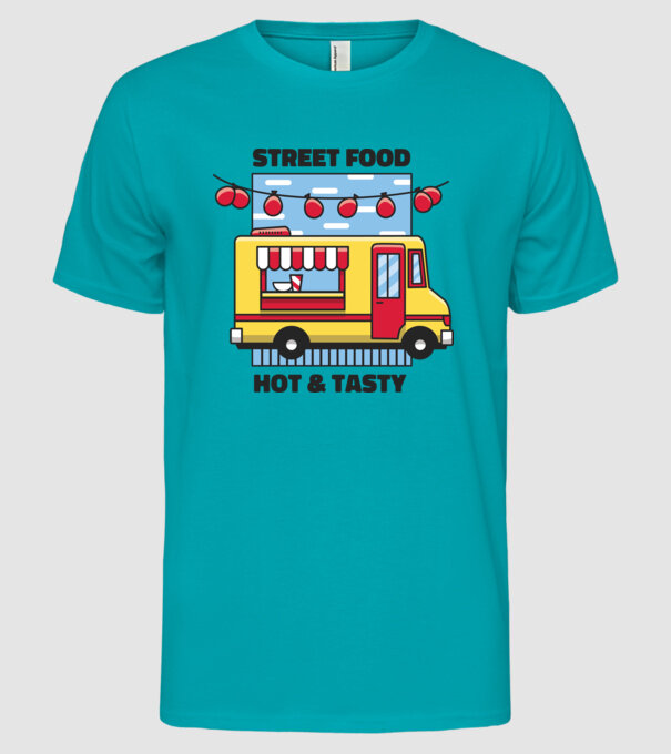 Foodtruck model turcoaz pe tricou