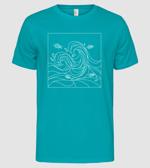 Ocean geometric model turcoaz pe tricou