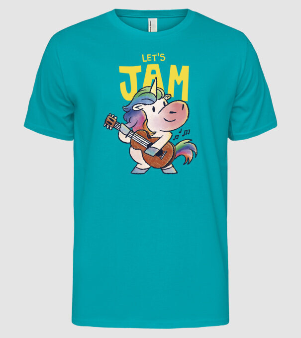 Unicorn cu chitara model turcoaz pe tricou