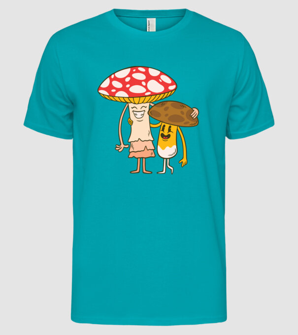 Familie Ciuperci model turcoaz pe tricou