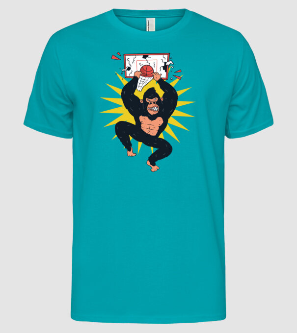 Gorilă baschet model turcoaz pe tricou