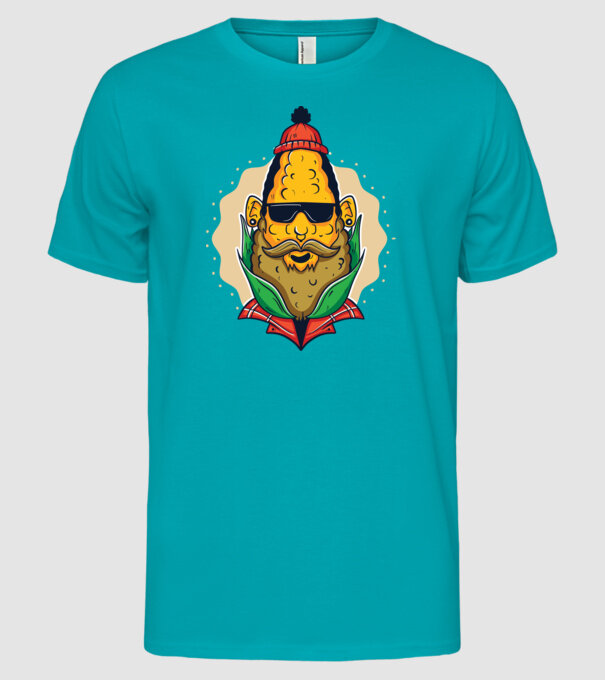 Hipster porumb model turcoaz pe tricou