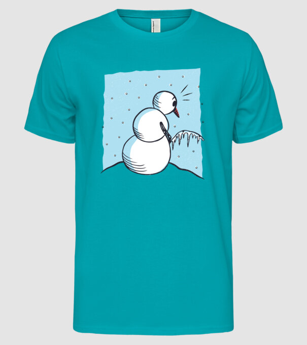 Om de zăpadă face pipi tricou amuzant model turcoaz pe tricou