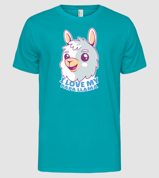 I Love My Papa Llama tricou drăguț cu lamă pentru bunicul model turcoaz pe tricou