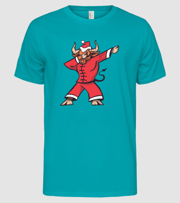 Taur de Crăciun DAB model turcoaz pe tricou