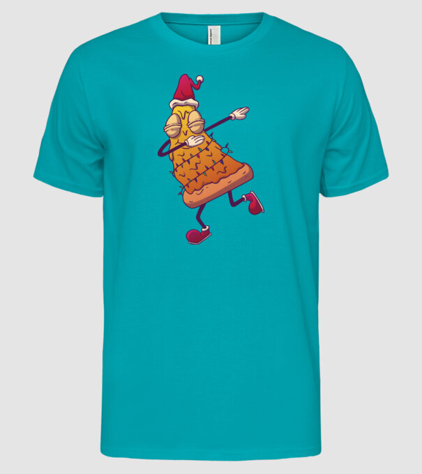 Pizza de Crăciun DAB model turcoaz pe tricou