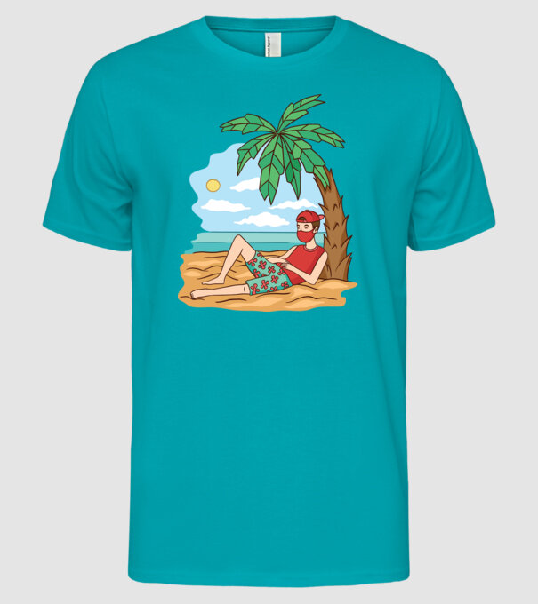 Vacanță în carantină model turcoaz pe tricou