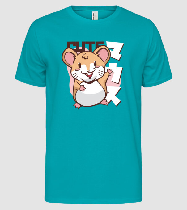 Șoarece Kawaii model turcoaz pe tricou