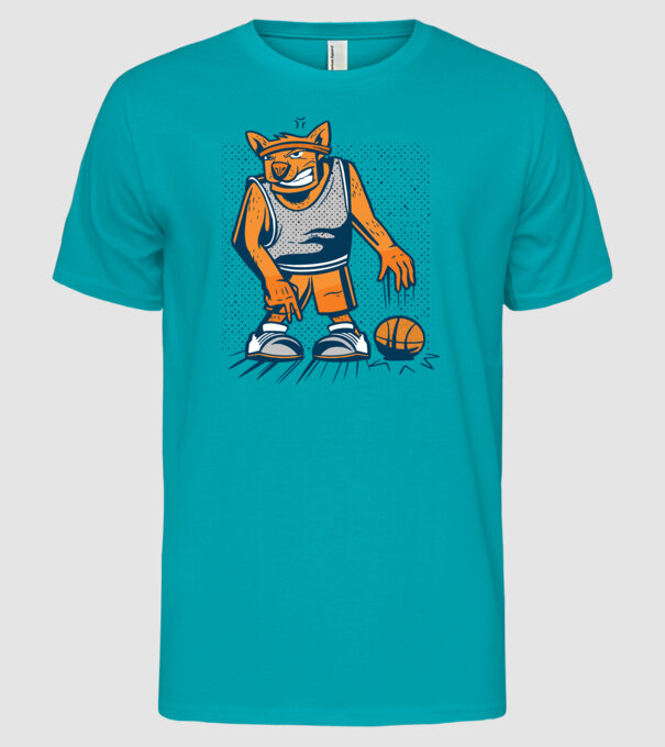 câine baschetbalist model turcoaz pe tricou