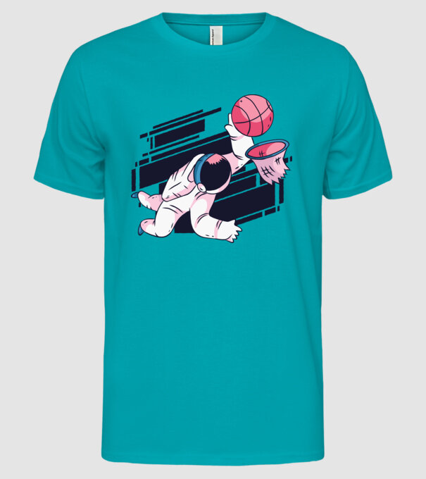 Astronaut Baschetbalist model turcoaz pe tricou