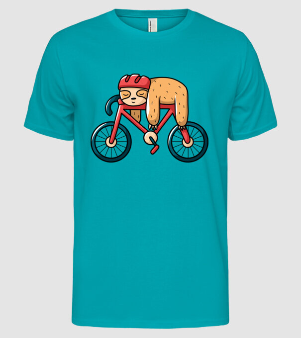 Leneș pe bicicletă model turcoaz pe tricou