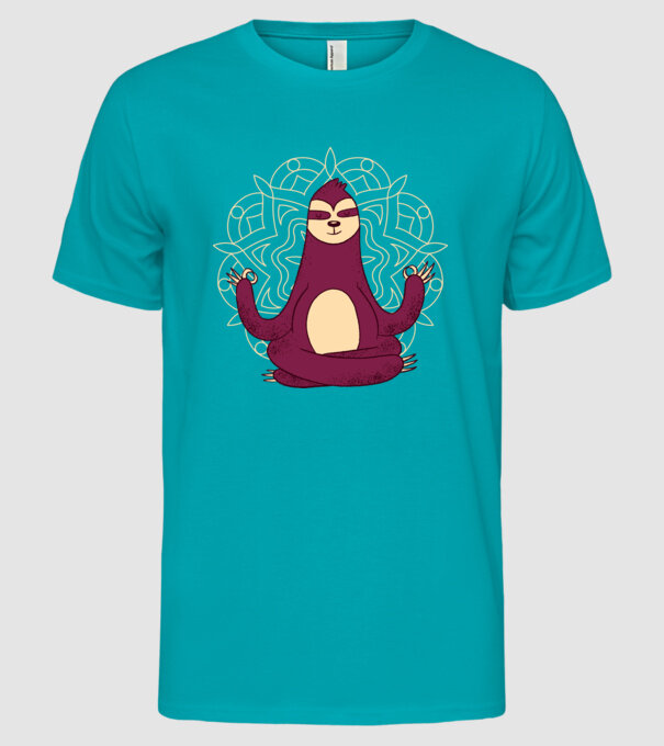 Leneș Meditație Yoga model turcoaz pe tricou