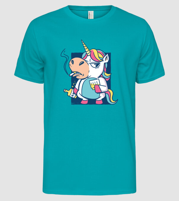 Unicorn rebel model turcoaz pe tricou