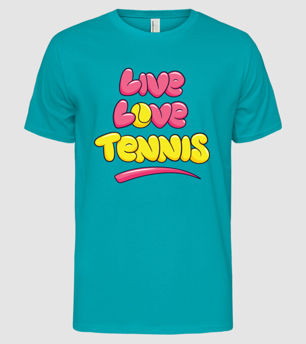 Live Love Tennis model turcoaz pe tricou