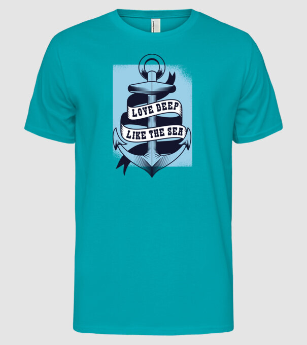 'Love deep like the sea ancoră dragoste Valentine''s Day' model turcoaz pe tricou
