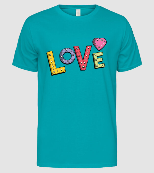 'Inscripție Love pentru Valentine''s Day' model turcoaz pe tricou