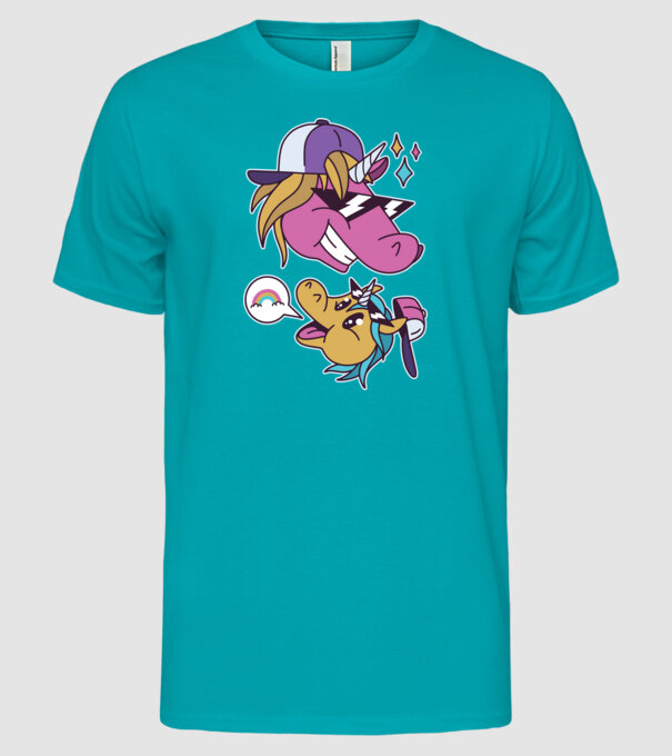 Unicorni cool model turcoaz pe tricou
