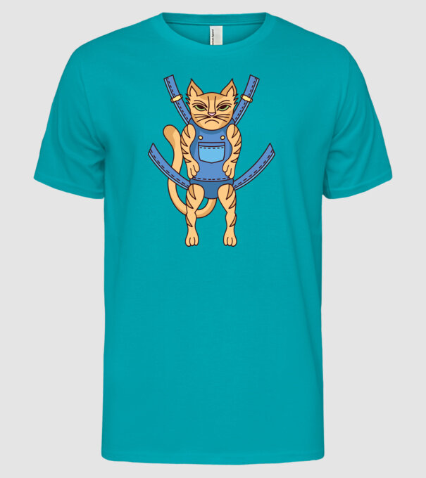 Pisică Supărată model turcoaz pe tricou