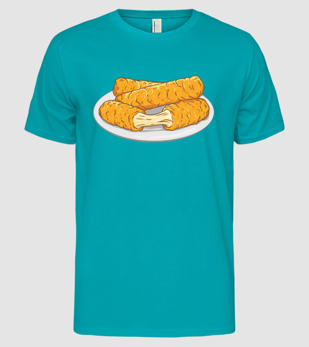 Fâșii de mozarella model turcoaz pe tricou