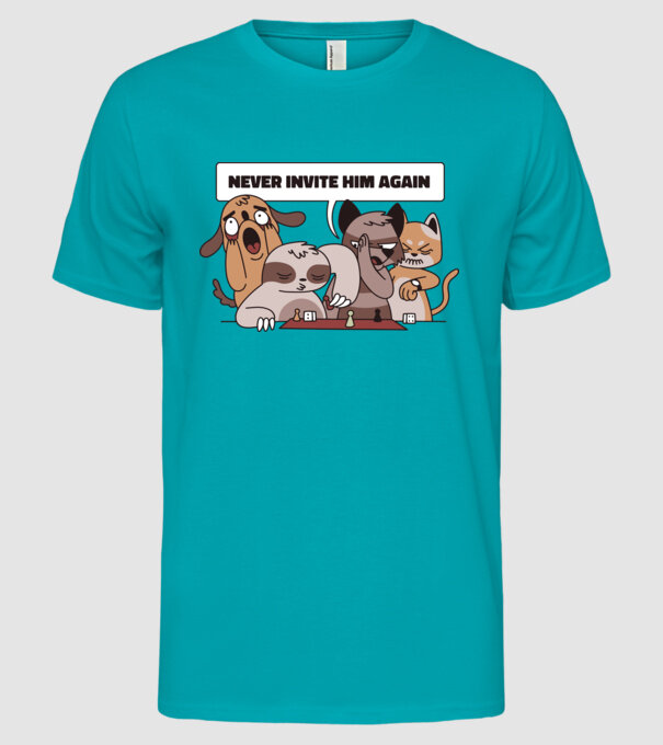 Să nu-l mai invităm niciodată - Leneș model turcoaz pe tricou