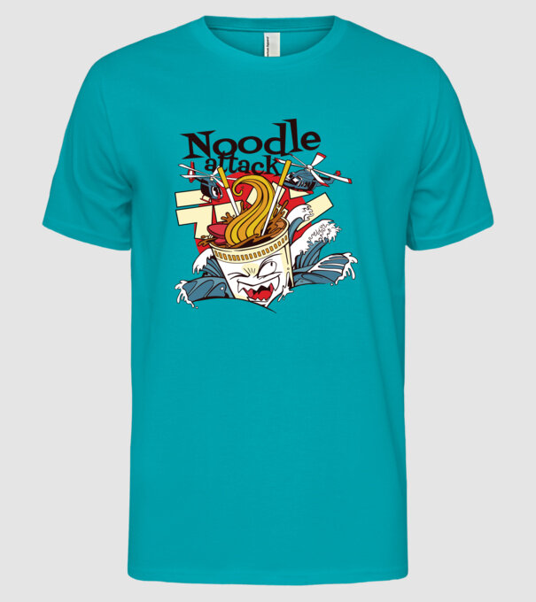 Noodle Attack model turcoaz pe tricou