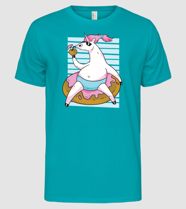 Unicorn în vacanță model turcoaz pe tricou