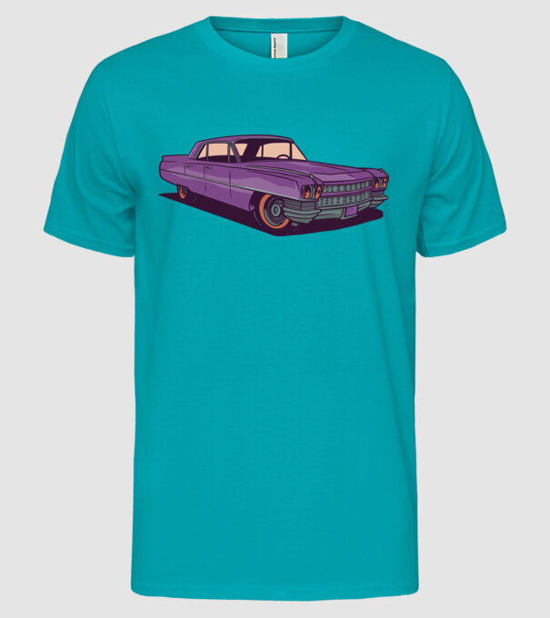Mașină Old school model turcoaz pe tricou