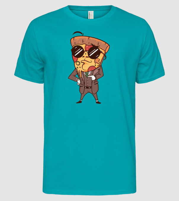 Agent de pizza în Costum model turcoaz pe tricou