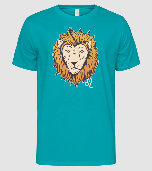 Lion head Horoscope model turcoaz pe tricou