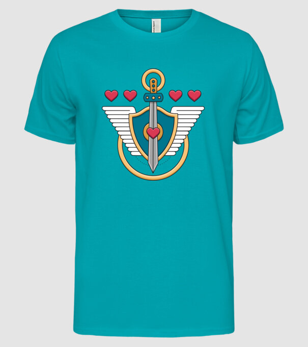 Scut - Gamer model turcoaz pe tricou