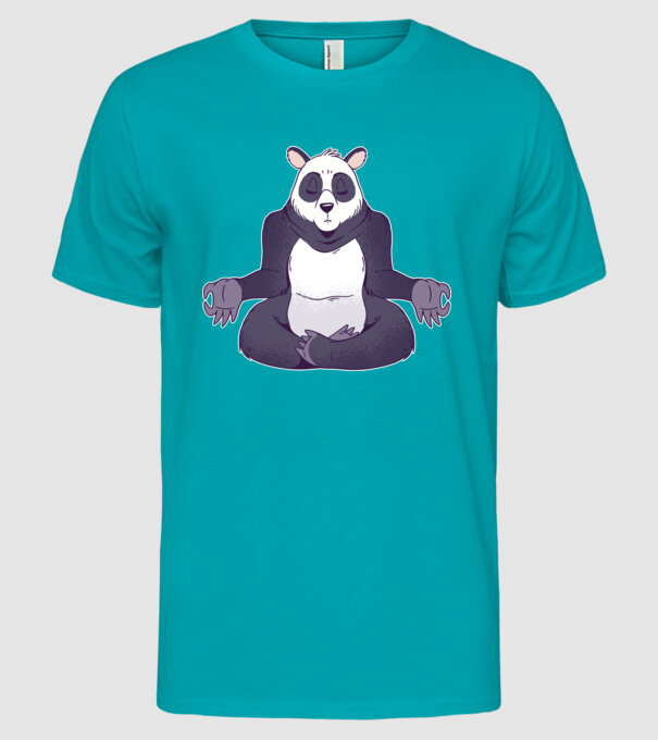 Panda Meditație model turcoaz pe tricou