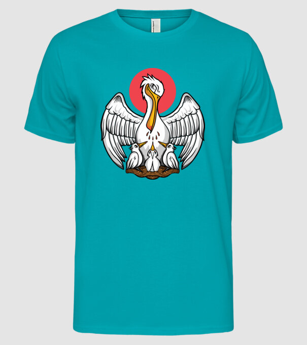 Familie Pelican model turcoaz pe tricou