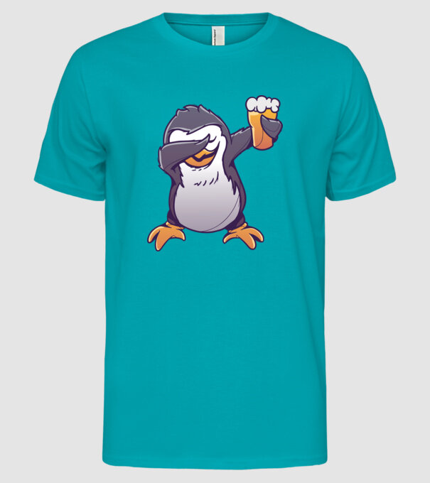 Pinguin cu Bere DAB model turcoaz pe tricou