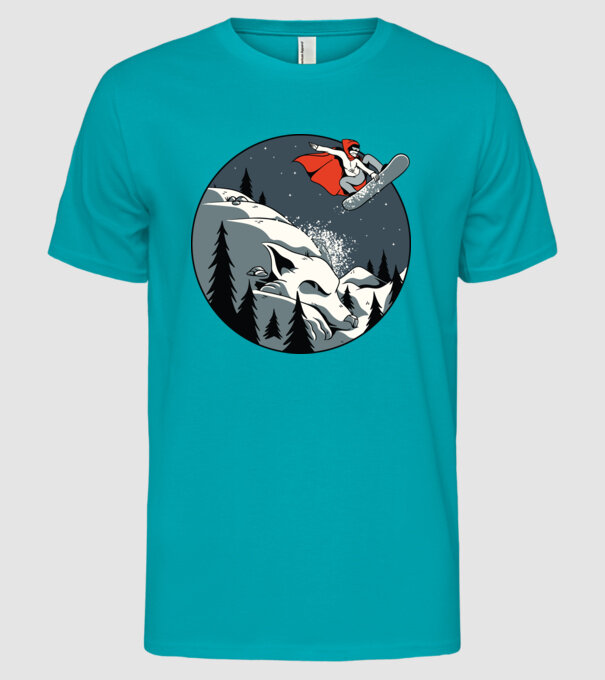 Scufița Roșie și Lupul Snowboard model turcoaz pe tricou