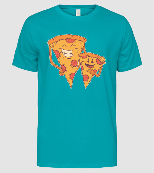 Familie Pizza model turcoaz pe tricou
