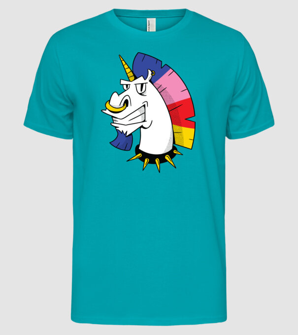 Punk unicorn model turcoaz pe tricou