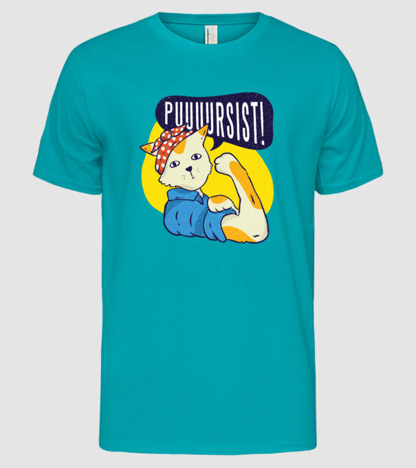 Pisică Pursist model turcoaz pe tricou