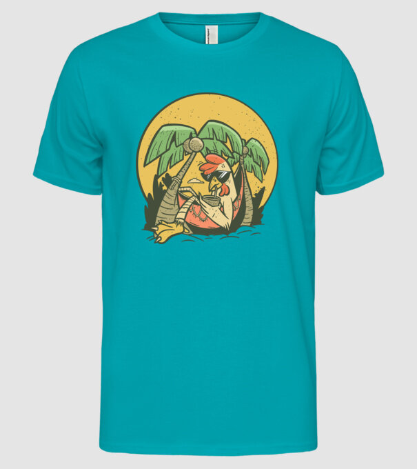 Pui relaxați model turcoaz pe tricou