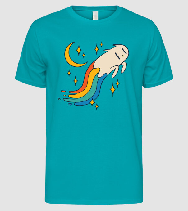 Pisoi zburător model turcoaz pe tricou