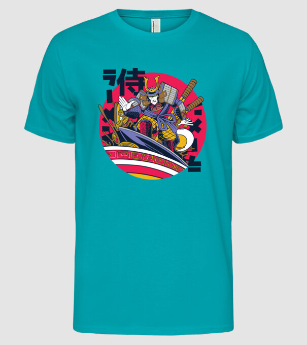 Samurai Ramen Surf model turcoaz pe tricou