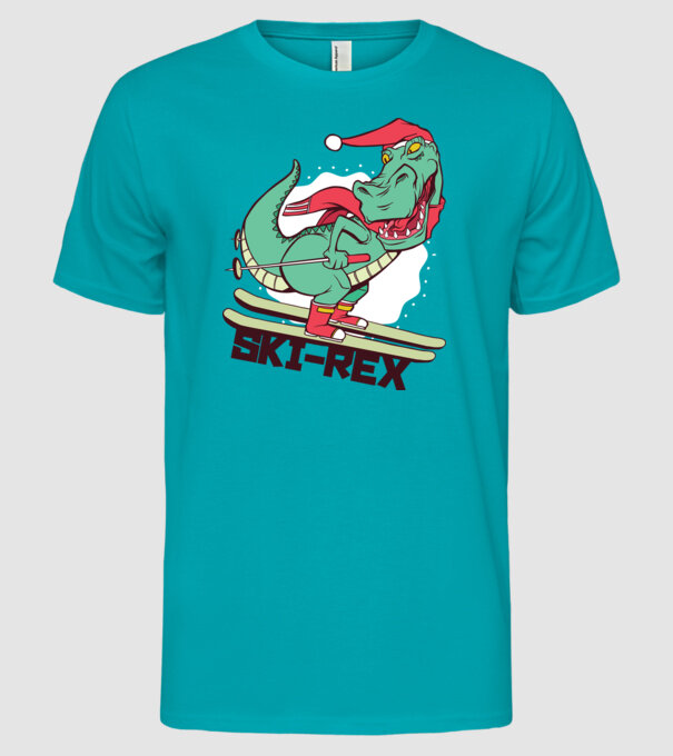 Ski Rex model turcoaz pe tricou