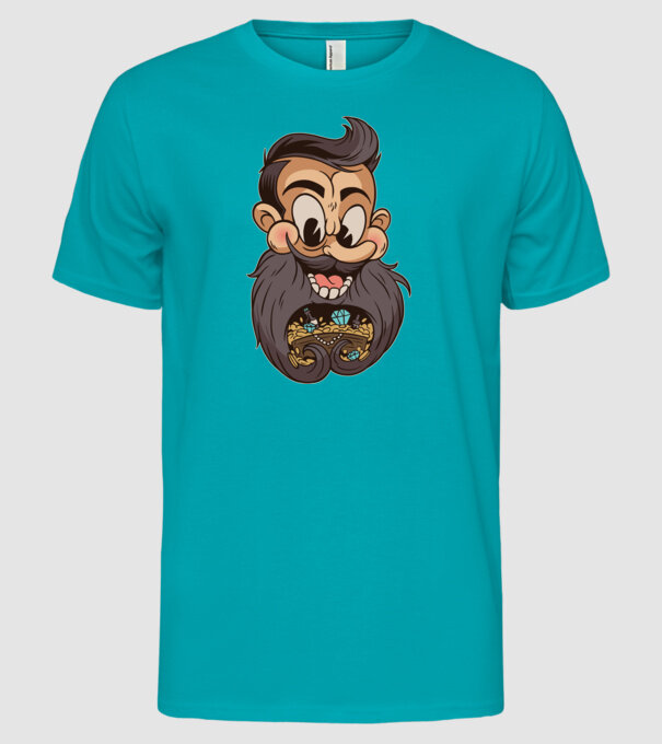 Comoară barbă model turcoaz pe tricou
