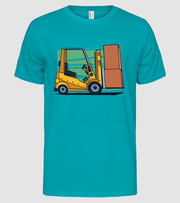Stivuitor model turcoaz pe tricou