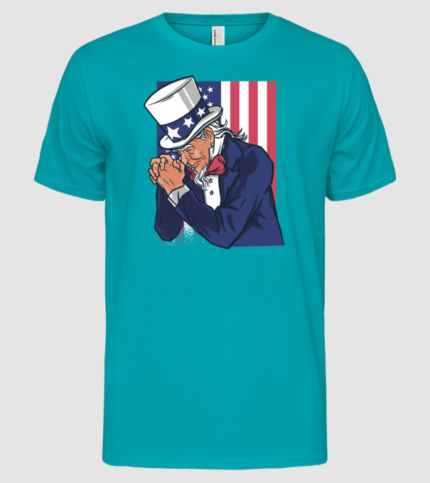 Uncle Sam se roagă model turcoaz pe tricou