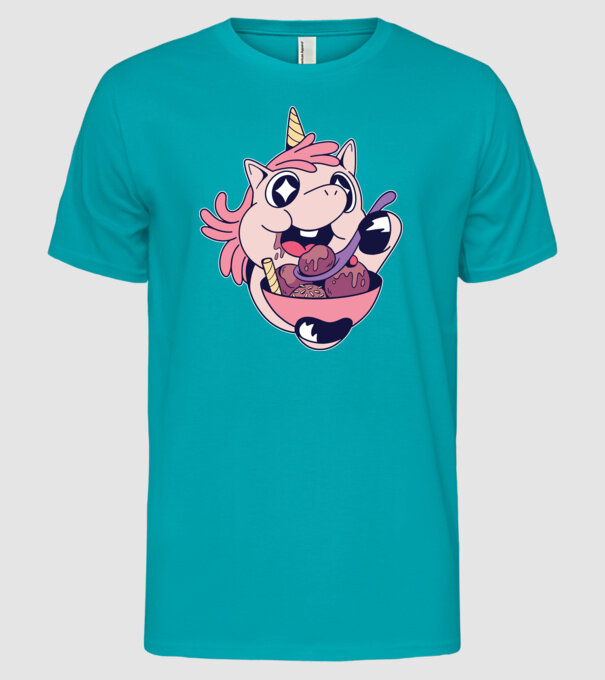 Unicorn Înghețată model turcoaz pe tricou