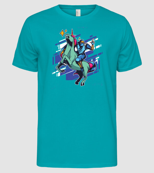 Unicorn Ninja model turcoaz pe tricou