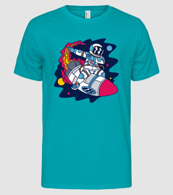 Astronaut DAB model turcoaz pe tricou