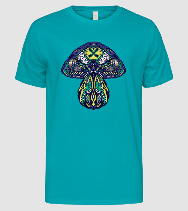 Ciupercă magică model turcoaz pe tricou