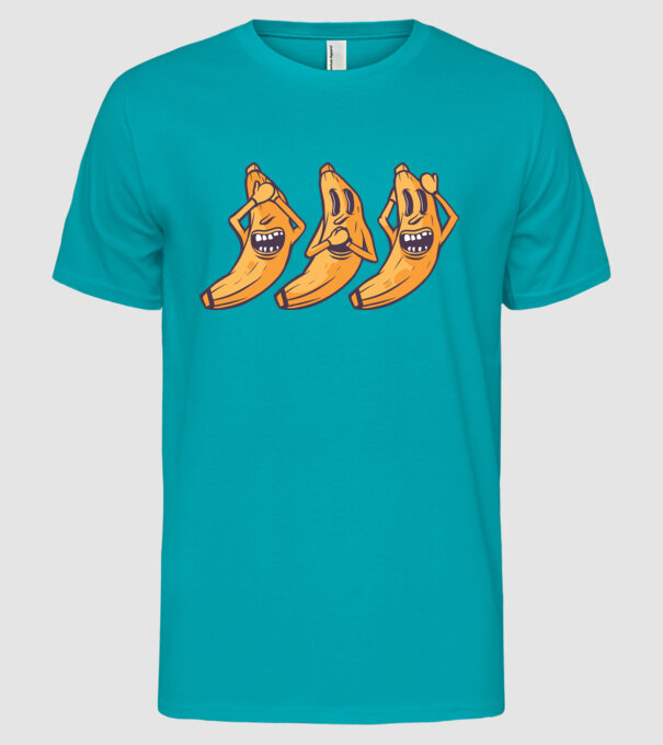 Banane amuzante - Nu vede, nu vorbește, nu aude model turcoaz pe tricou